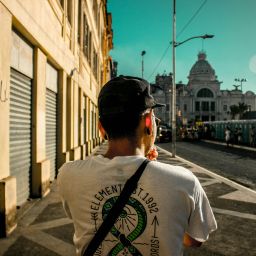 a boy student traveling