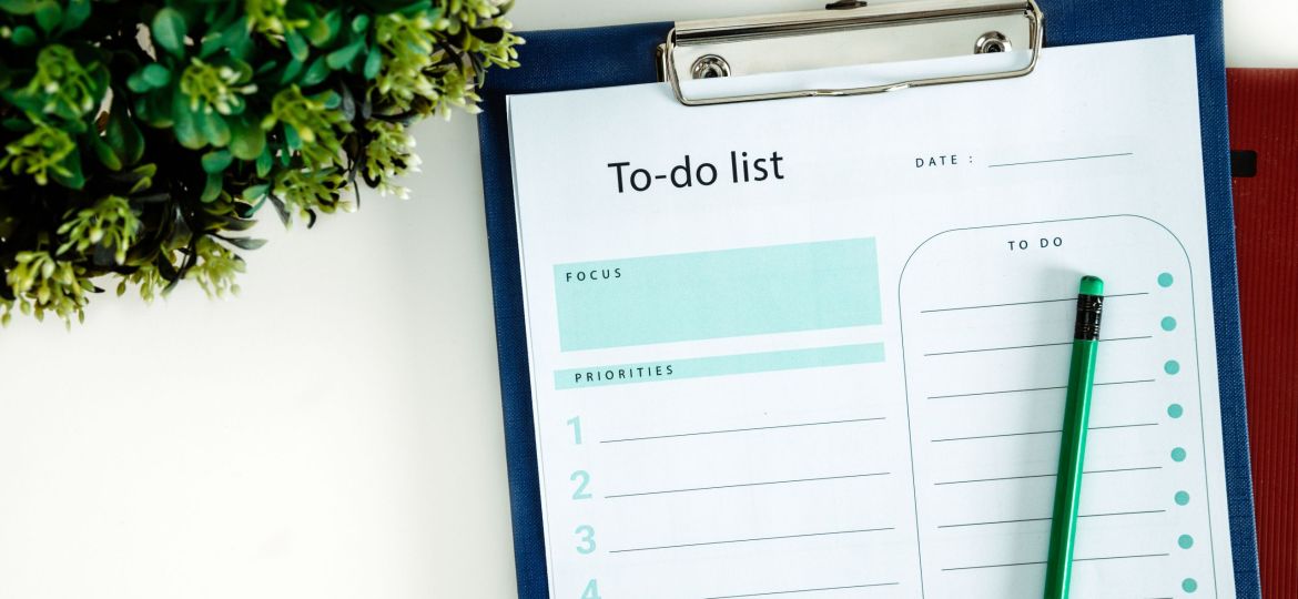 A to-do list on a piece of paper