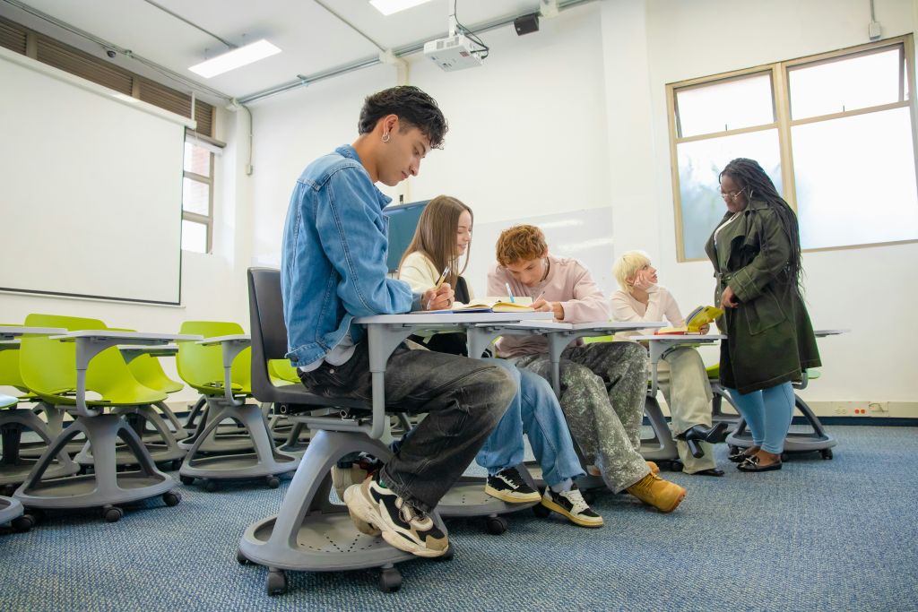 Students seated in classroom.